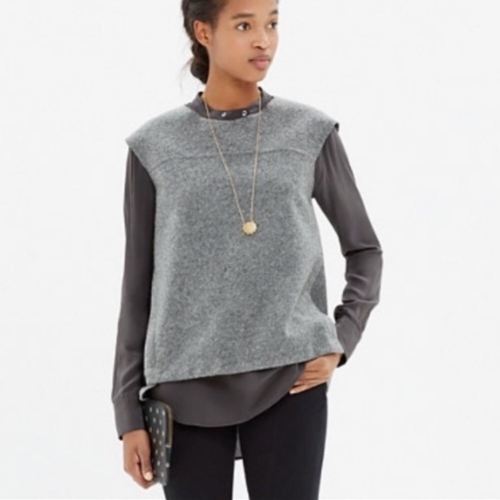 MADEWELL Grey side zip sweater top